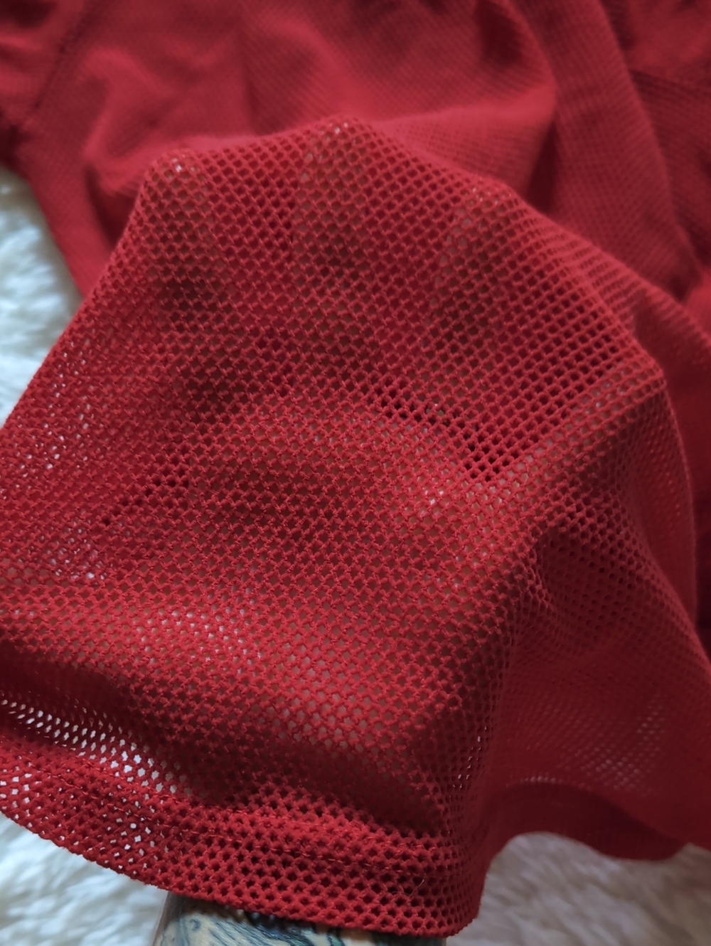 90s Tripp Man Red Fishnet Sheer Mesh Stretchy Layering Mallgoth Shirt - Picture 2 of 8